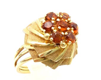 18 kt gouden ring met citrien; Madeira citrien, landgoedsieraden, maat 7,25