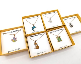 Choice of Gold Plated Crystal Animal Pendant Necklaces - Old Stock, New in Box
