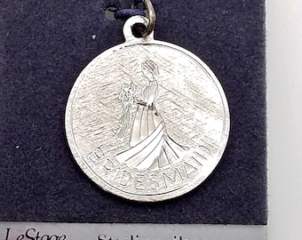 Sterling Silver Bridesmaid Pendant or Charm - 1"