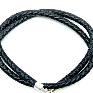 52 Colors - Custom Made 5mm Thick Braided Leather & Sterling Silver Necklace or Choker