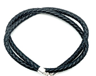 52 Colors - Custom Made 5mm Thick Braided Leather & Sterling Silver Necklace or Choker