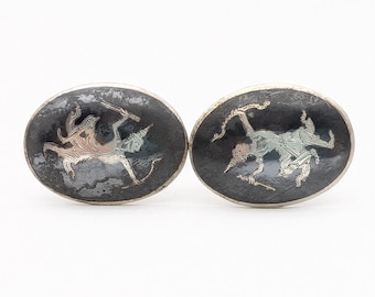 1940's Siam Sterling Silver Mekkala Goddess of Lightening Cufflinks