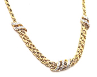 Vintage Diamond Accented 18k Gold Vermeil Over Sterling Silver Rope Chain Pendant Necklace - 17"