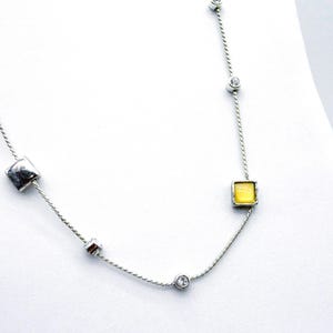 Vintage Anne Klein Silver & Yellow Chain Necklace - 24&quot;