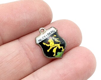 Vintage Heidelberg 800 Silver Souvenir Charm or Pendant, Hand Painted