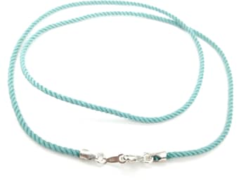 68 Colors! Sterling Silver & Silk Cord Necklace, High Quality, 2mm - Made to Order