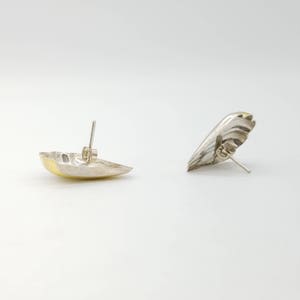 Vintage Sterling Silver Shell Stud Earrings image 2