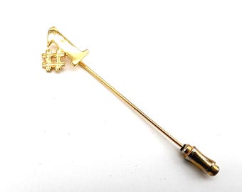 Vintage Gold Tone #1 Stick Pin - 2.5"