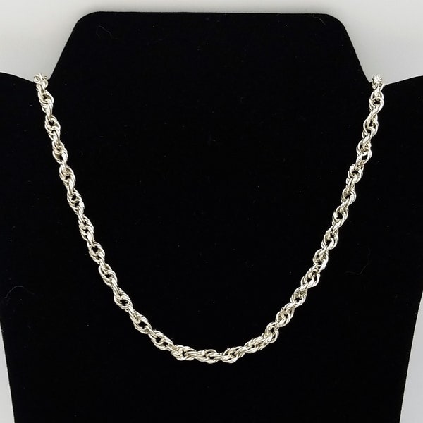 35 Gram Vintage Mexico Sterling Silver 5mm Men's Rope Chain Estate Necklace- 30"