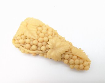 Large Vintage Celluloid Grapes & Leaves Dress Clip Marked Japan - 3"
