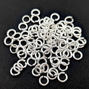 Mocne, solidne, otwarte kółka montażowe ze srebra próby 925; 4 mm, 5 mm, 6 mm (grubość 18 i 20)