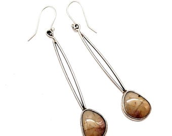 Jasper & Sterling Silver Dangle Earrings