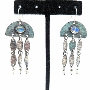 Artisan Blue Moonstone & Sterling Silver Dangle Earrings