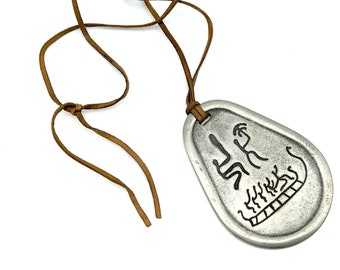 Norwegian Petroglyph Replica Pewter Pendant  With Details from 3000 Year Old Rock Carving
