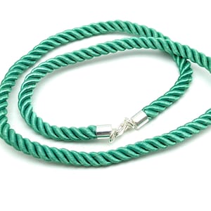 46 Colors! Thick Twisted Silk Satin Cord & Sterling Silver Necklace or Choker, 5mm - Custom Made