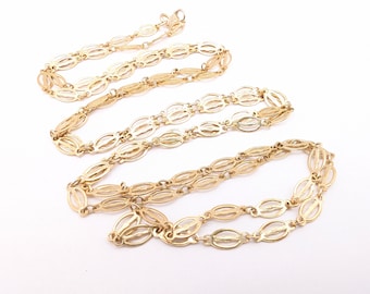 Long Vintage Parklane Gold Tone Link Chain Necklace - 52"