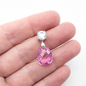 14K White Gold & Pink Sapphire Pendant