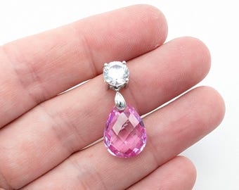 14K White Gold & Pink Sapphire Pendant