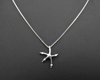 Sterling Silver & CZ Starfish Pendant Necklace - 18"