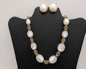 Napier Runway Moonglow Lucite Demi Parure Necklace & Earrings