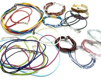 Large Leather & Faux Leather Cord Necklaces and Bracelets, Some Sterling