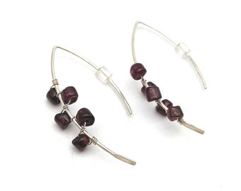 Vintage Garnet & Sterling Silver Drop Earrings