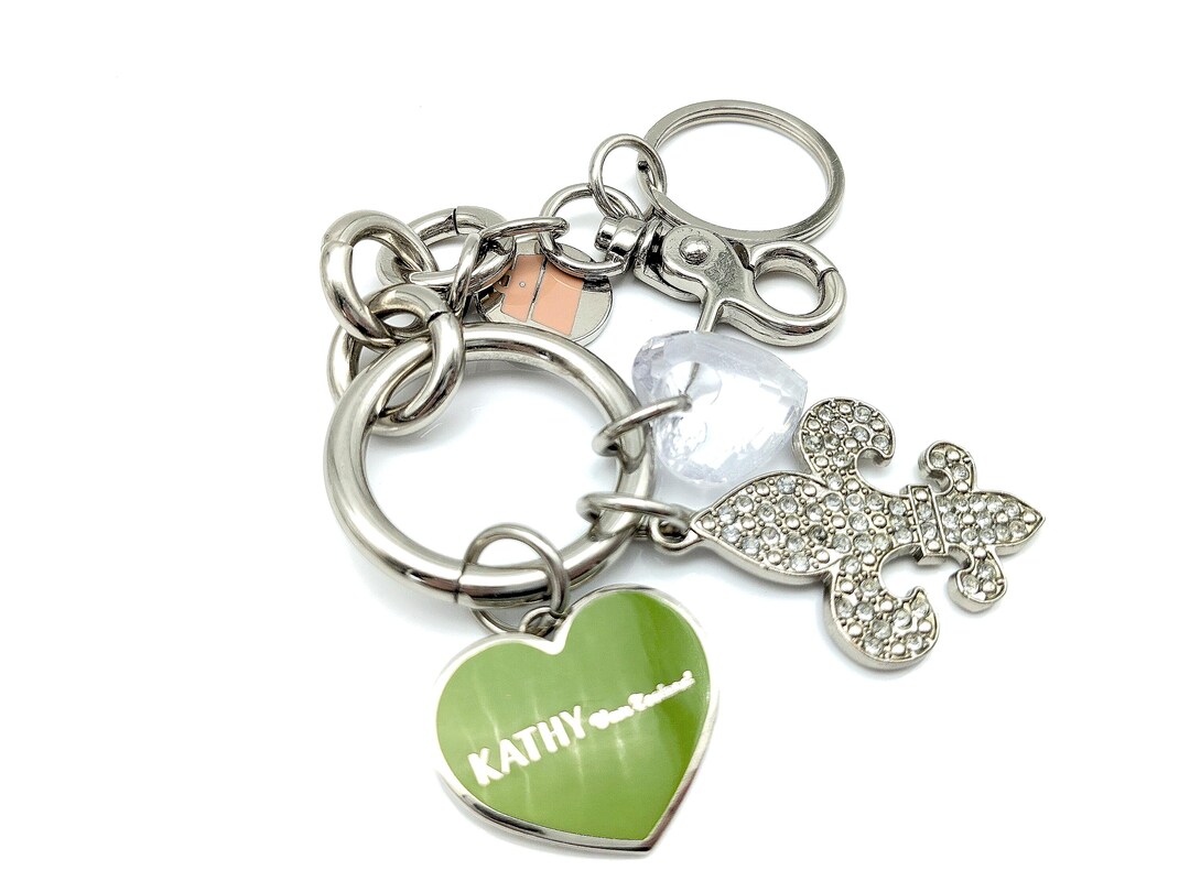 Silver Heart Kathy Van Zeeland Keychain Purse Charm - Etsy