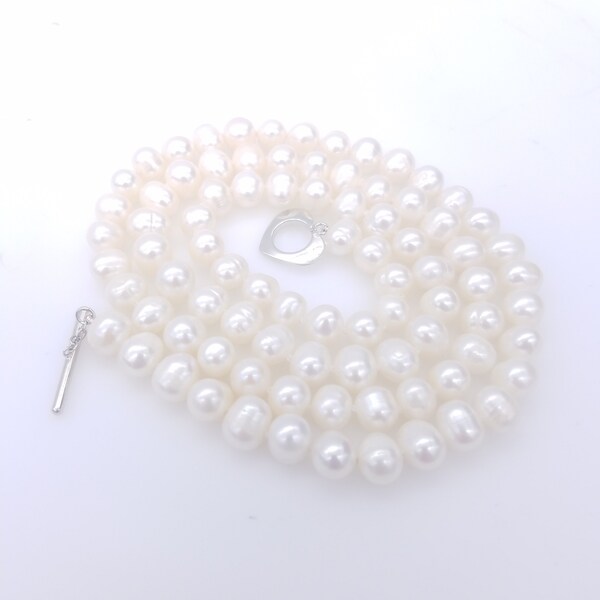 White Pearl Wrapped Necklace