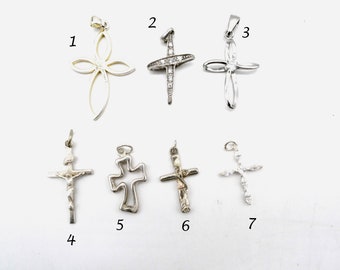 Choice of Sterling Silver Cross Pendants, Some with CZ's