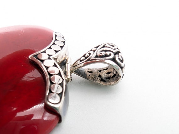 Vintage Sterling Silver & Red Lucite Heart Pendan… - image 6