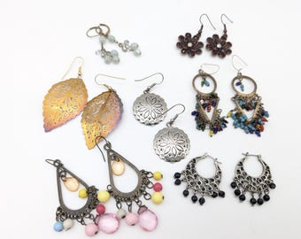 Seven Pairs Vintage Dangle Earrings