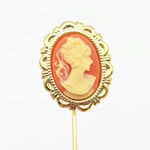 Vintage Pink Resin Cameo Stick Pin