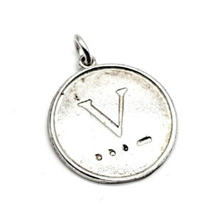 Sterling Silver Morse Code Letter V Char, Initial Pendant