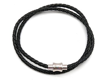 56 Colors! 3mm Braided Leather & Sterling Silver Magnetic Clasp Necklace or Choker - Made to Order