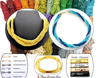 Triple Strand Satin Silk Twist Rope Cord Necklace or Choker - Made to Order
