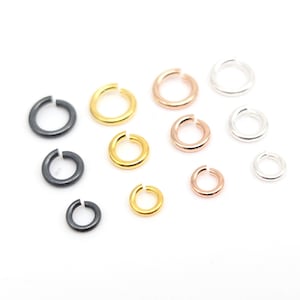 Sterling Silver Jump Rings; 4-6mm, Heavy Gauge, Open Rings, Rose Gold Vermeil, Oxidized, Antiqued