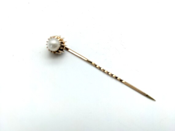 Vantage Pearl &  Gold Filled Stick Pin, 2.25" - image 3