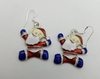 Sterling Silver & Enamel Santa Dangle Earrings - Choose From 6 Styles