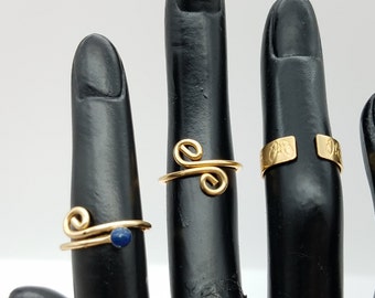 Choice of Vintage 14K Gold-Filled Adjustable Rings - Size 5-7