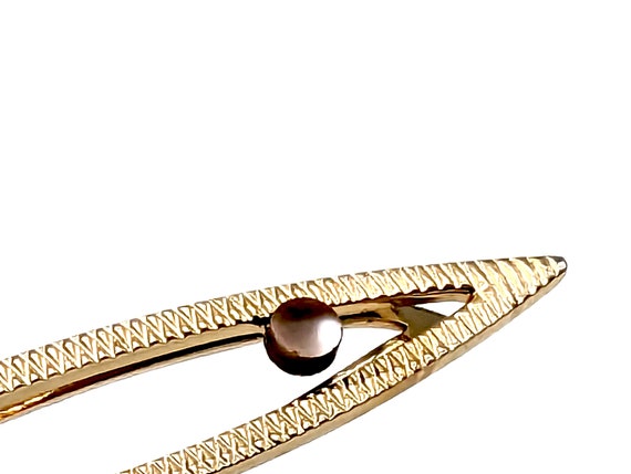 Vintage Gold Fish Tie Bar with Tiger's Eye - image 5