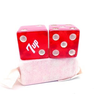 1950s Cherry Red Bakelite 7-Up Advertising Dice, Mint Condition - Pair of 2