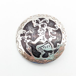 Antique 900 Silver Guatemalan Tribal Circle Brooch - 1.25&quot;