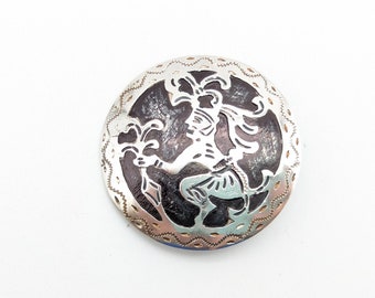 Antique 900 Silver Guatemalan Tribal Circle Brooch - 1.25"