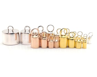 Sterling Silver & Gold Vermeil Cord End Caps: For Leather and Other Cords (2-10mm)