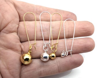 Sterling Silver & Gold Vermeil Charm Ball Dangle Earrings - 4-10mm