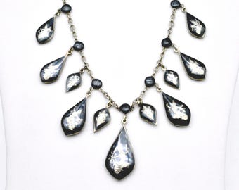 Siam Sterling Silver Neillo Bib Necklace / Choker - 16.5"