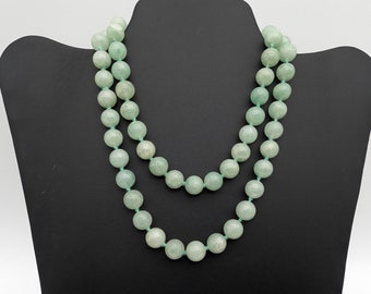 Vintage Aventurine Green Quartz Beaded Estate Necklace - 30"