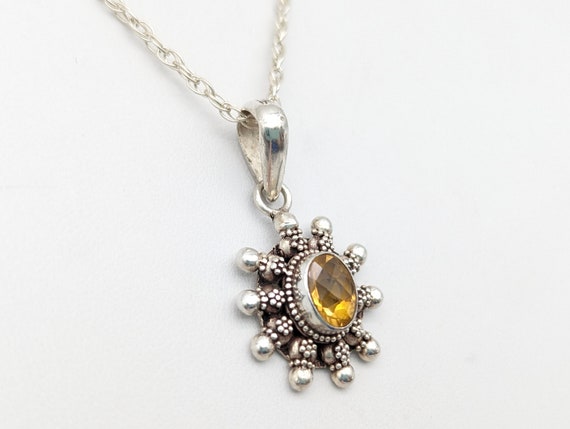 Vintage Citrine & Sterling Silver Pendant Necklac… - image 5