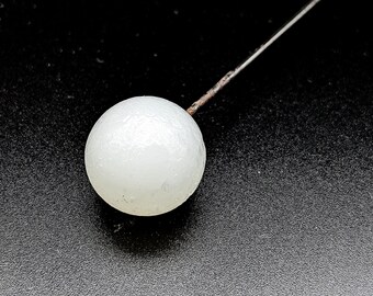 Antique Frosted White Glass Ball Hat Pin - 8.75"