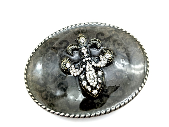 Fluer de Lis Embellished Swark. Crystals & Beads Bling Buckle~Handcrafted Fluer de Lis Embellished Swark. Crystals & Beads Bling  main image 4